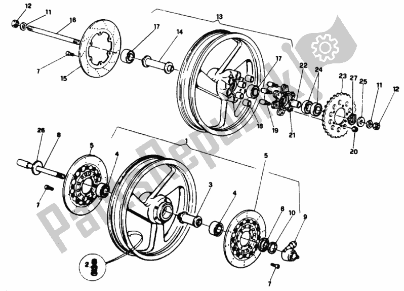 Tutte le parti per il Ruote del Ducati Superbike 851 1991