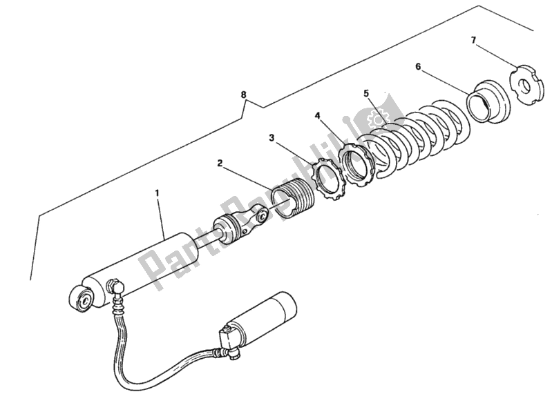 Tutte le parti per il 301 - Ammortizzatore Posteriore del Ducati Superbike 851 1992