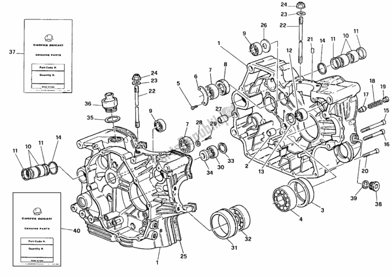 Alle onderdelen voor de Carter van de Ducati Superbike 851 1992