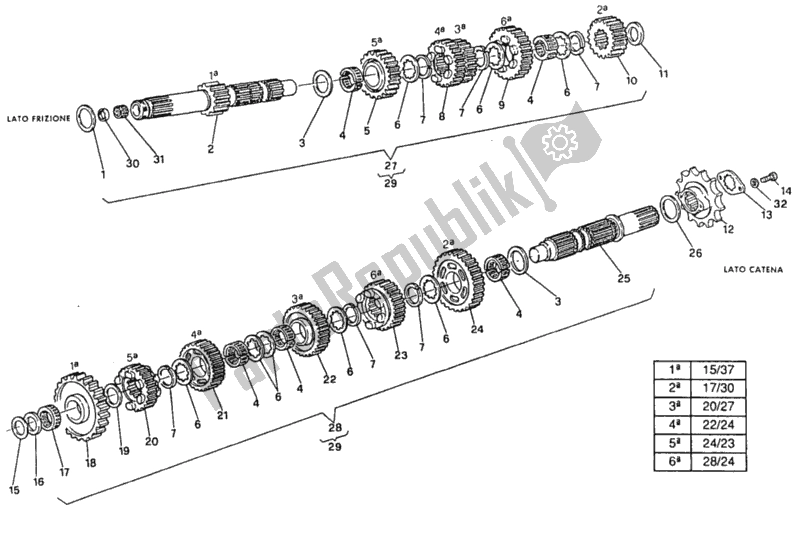 Alle onderdelen voor de Versnellingsbak van de Ducati Superbike 851 1992