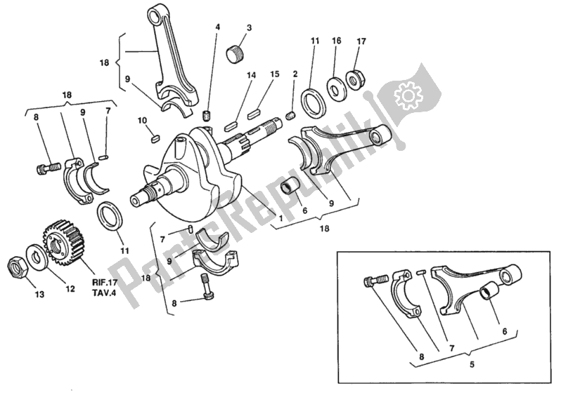 Tutte le parti per il Albero A Gomiti del Ducati Superbike 888 1994