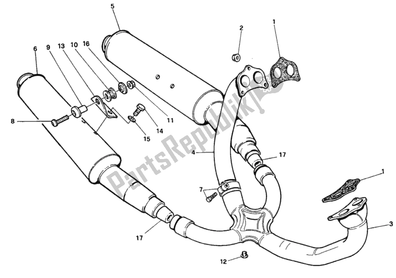 Tutte le parti per il Impianto Di Scarico del Ducati Superbike 888 1994