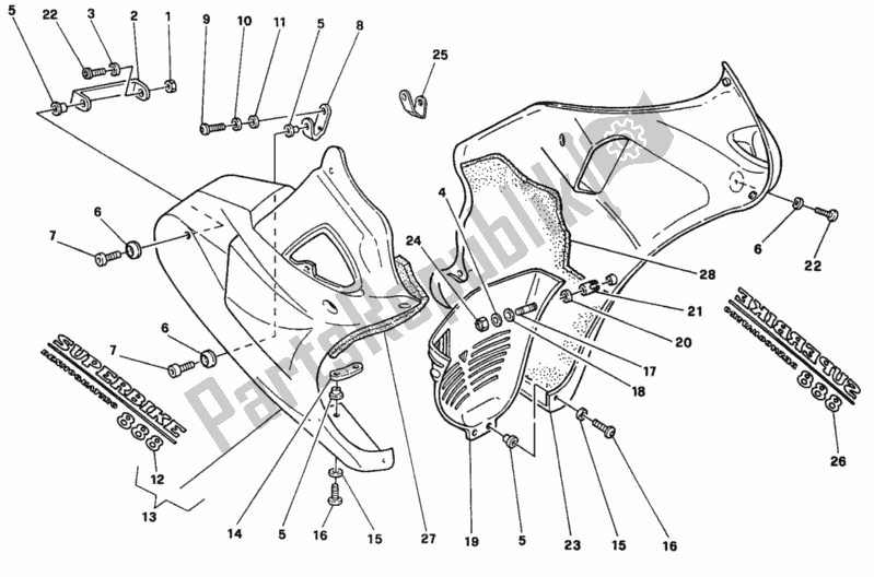 Tutte le parti per il Carenatura del Ducati Superbike 888 1994