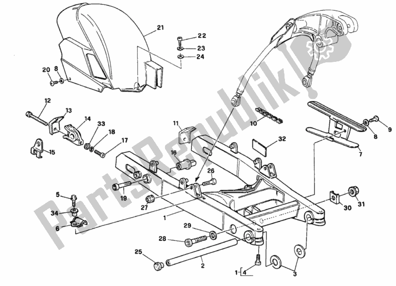 Tutte le parti per il Forcellone del Ducati Superbike 888 1994