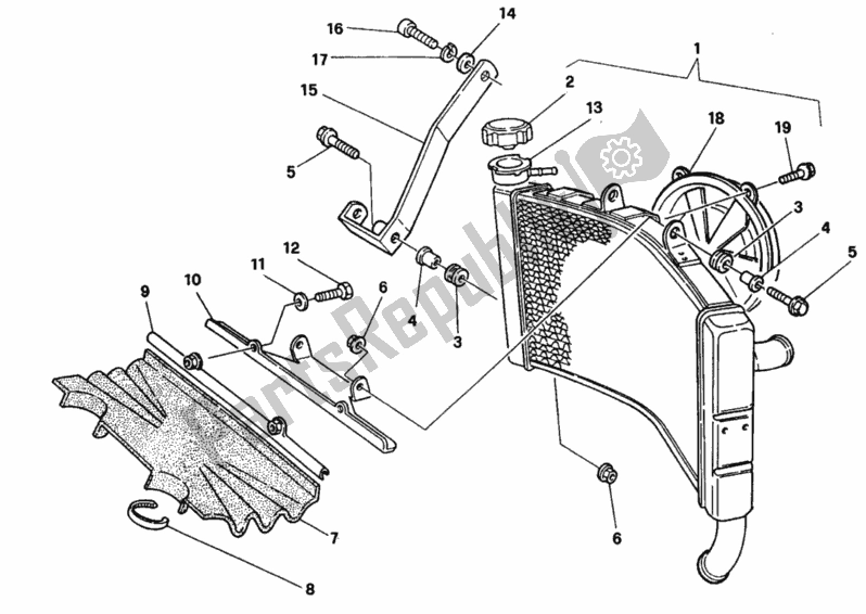 Tutte le parti per il Refrigeratore D'acqua del Ducati Superbike 888 1994