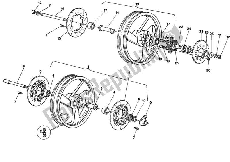 Tutte le parti per il Ruote del Ducati Superbike 888 1994