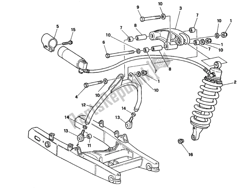 Tutte le parti per il 030 - Ammortizzatore Posteriore del Ducati Superbike 888 1995