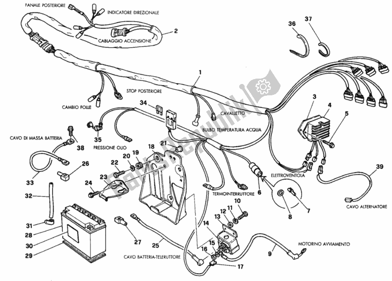 Tutte le parti per il Batteria del Ducati Superbike 888 1995