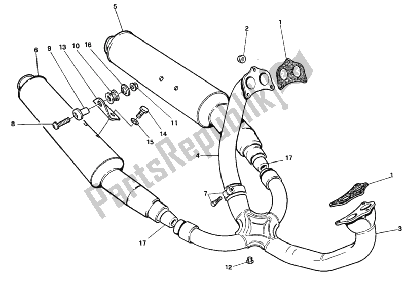 Tutte le parti per il Impianto Di Scarico del Ducati Superbike 888 1995