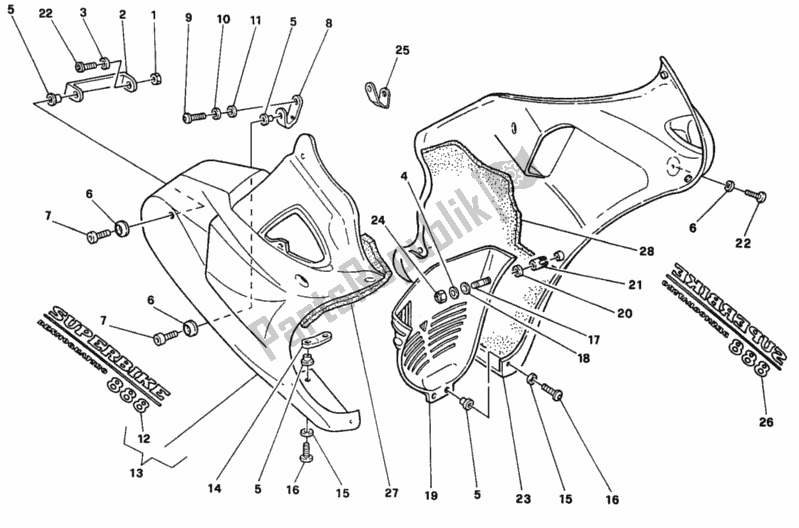 Tutte le parti per il Carenatura del Ducati Superbike 888 1995