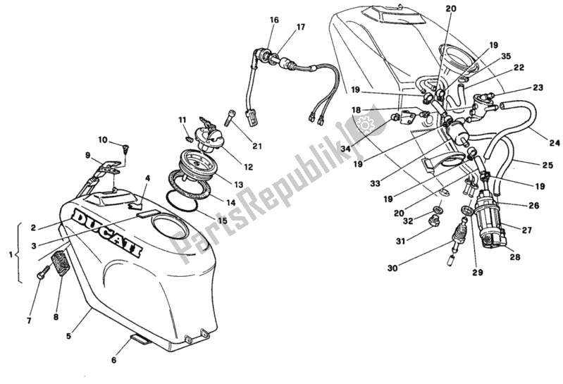 Tutte le parti per il Serbatoio Di Carburante del Ducati Superbike 888 1995