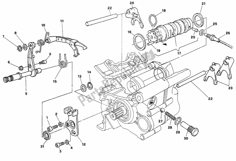 Tutte le parti per il Meccanismo Di Cambio Marcia del Ducati Superbike 888 1995