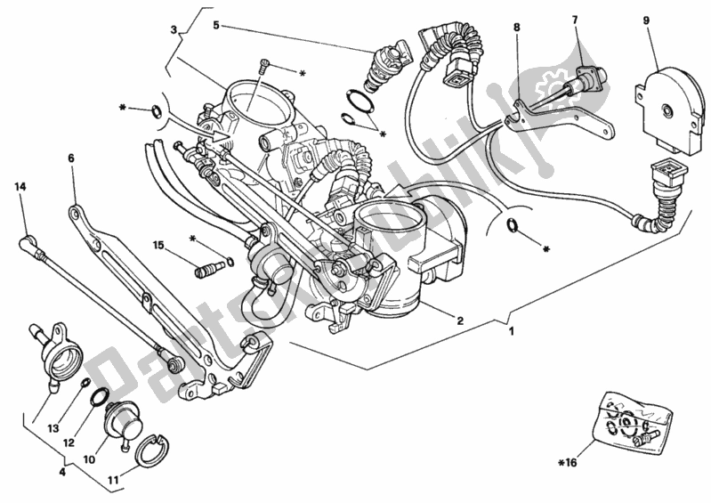 Tutte le parti per il Corpo Farfallato del Ducati Superbike 888 1995