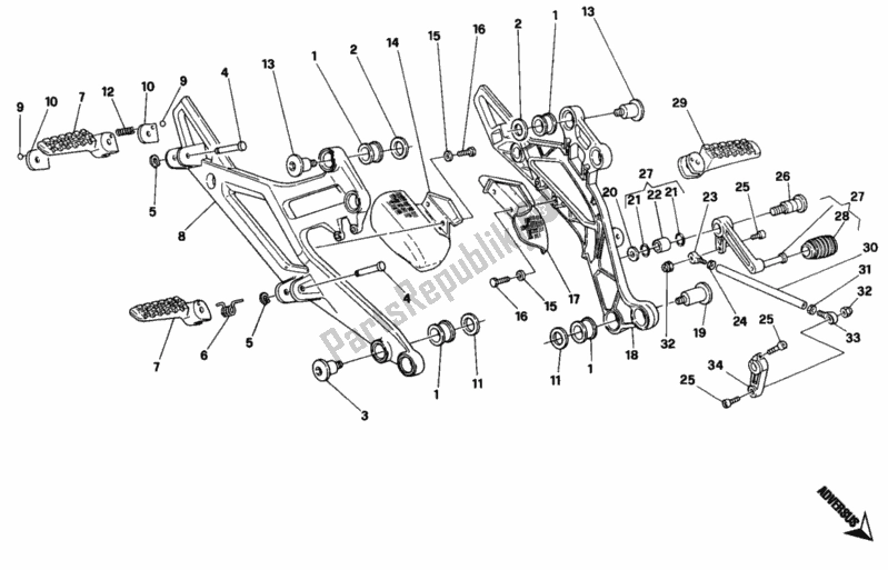 Tutte le parti per il Poggiapiedi del Ducati Monster 900 1993