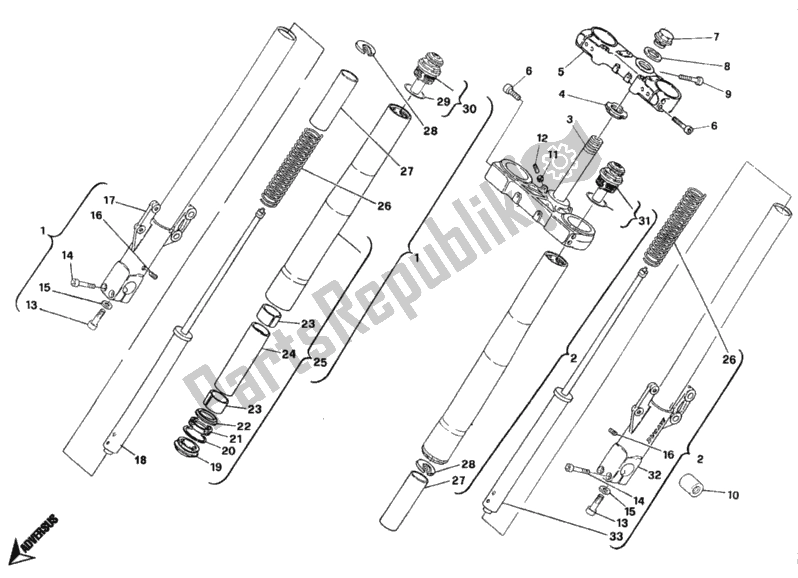 Tutte le parti per il Forcella Anteriore Marzocchi Dm 009915> del Ducati Monster 900 1993