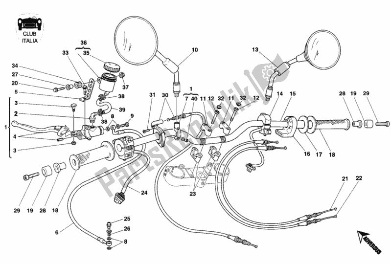 Tutte le parti per il Manubrio Club Italia del Ducati Monster 900 1993