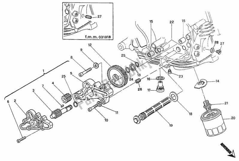 Tutte le parti per il Pompa Dell'olio - Filtro del Ducati Monster 900 1993