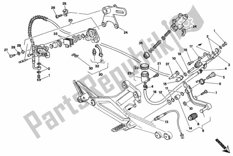 Tutte le parti per il Sistema Frenante Posteriore del Ducati Monster 900 1993