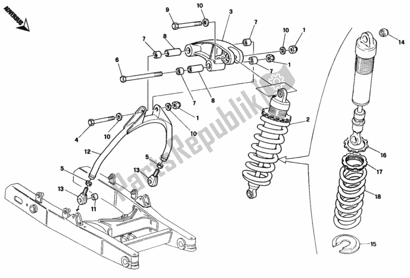 Tutte le parti per il Ammortizzatore Posteriore del Ducati Monster 900 1993