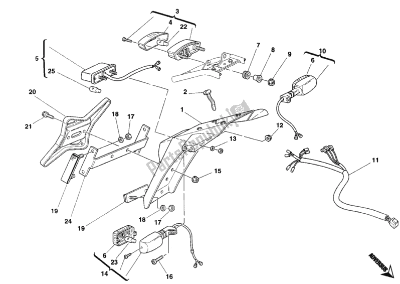 Tutte le parti per il Fanale Posteriore Usa del Ducati Monster 900 1993