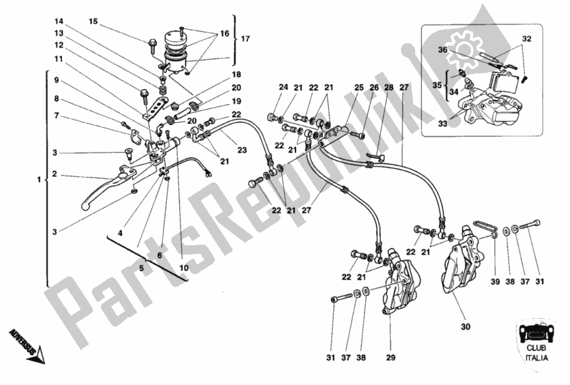 Tutte le parti per il Impianto Frenante Anteriore Club Italia del Ducati Monster 900 1994