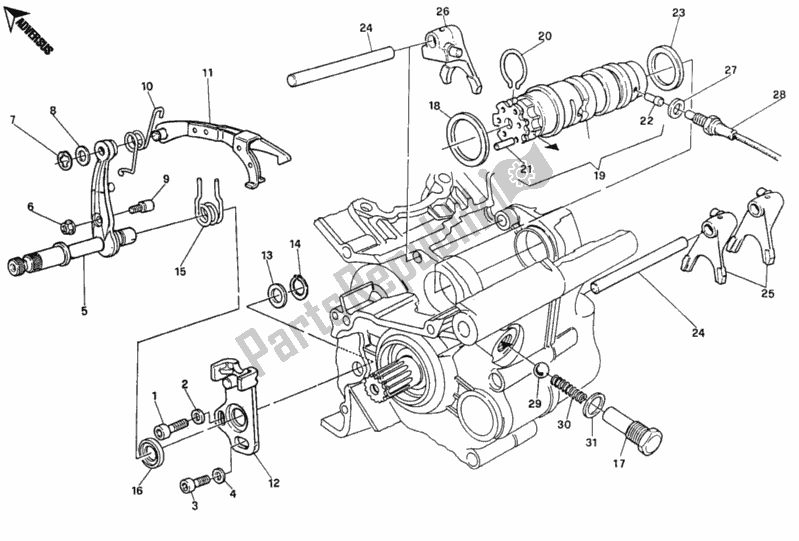 All parts for the Gear Change Mechanism of the Ducati Monster 900 1994