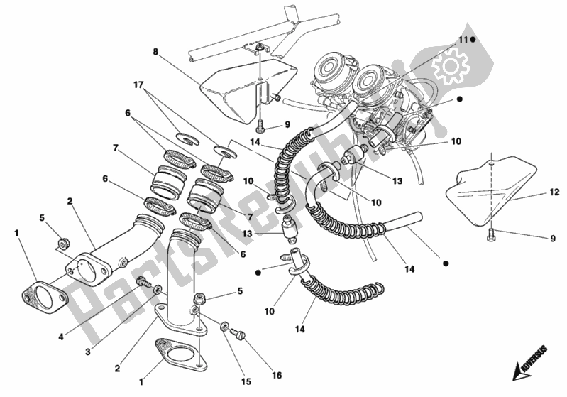 All parts for the Intake Manifold of the Ducati Monster 900 1994