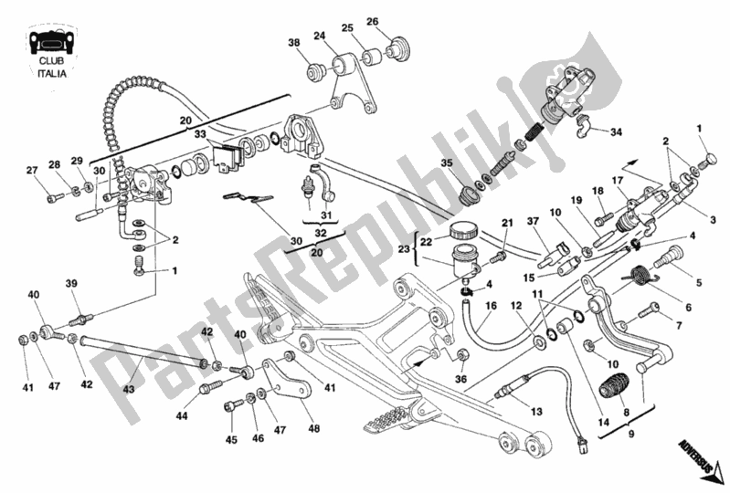 Alle onderdelen voor de Achterremsysteem Club Italia van de Ducati Monster 900 1994