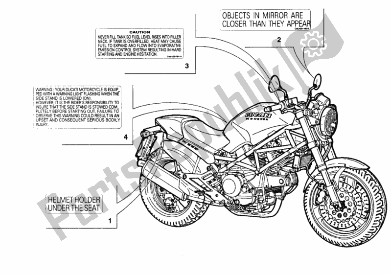 Todas las partes para Etiquetas De Advertencia Ee. De Ducati Monster 900 1994