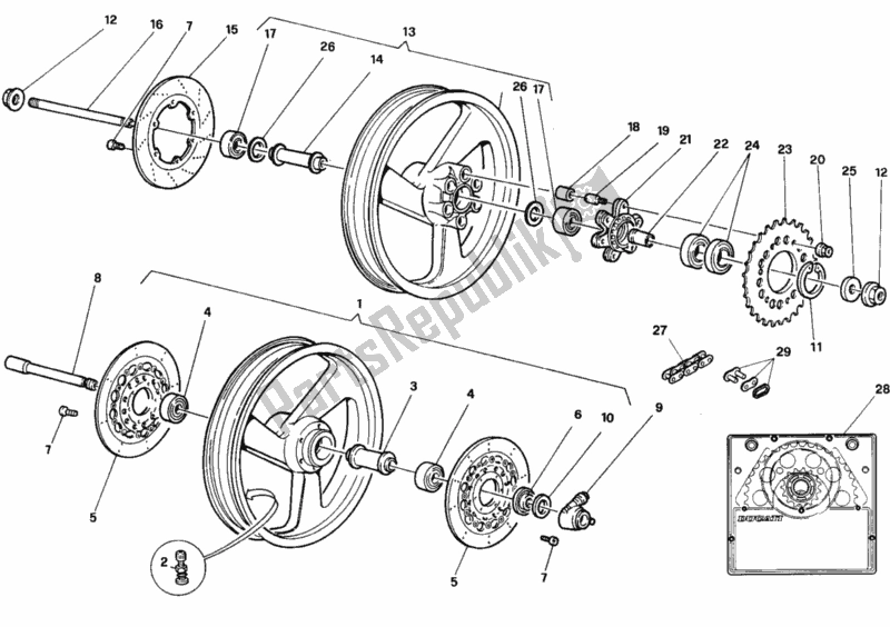 Todas las partes para Ruedas Dm 009283> de Ducati Monster 900 1994