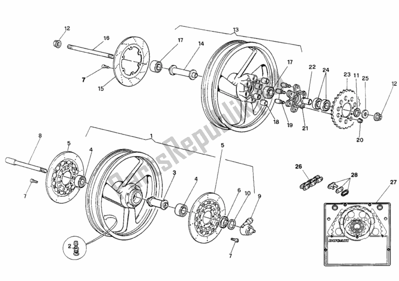 Todas as partes de Rodas Fm <009282 do Ducati Monster 900 1994