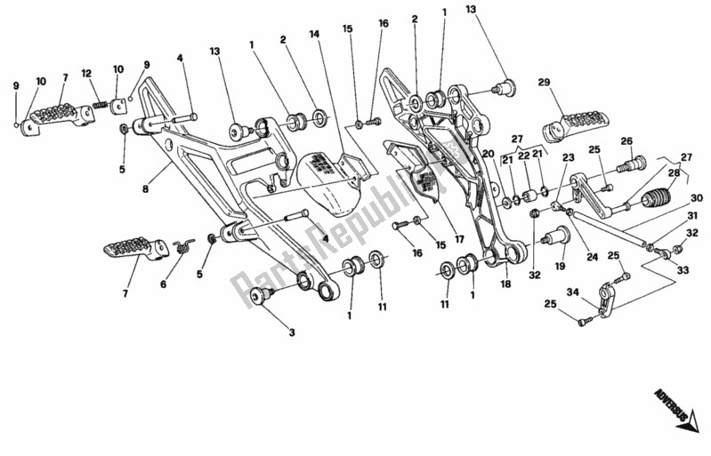 Tutte le parti per il Poggiapiedi del Ducati Monster 900 1995