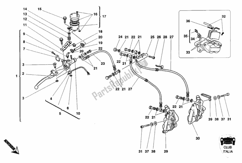 Todas las partes para Sistema De Freno Delantero Club Italia de Ducati Monster 900 1995