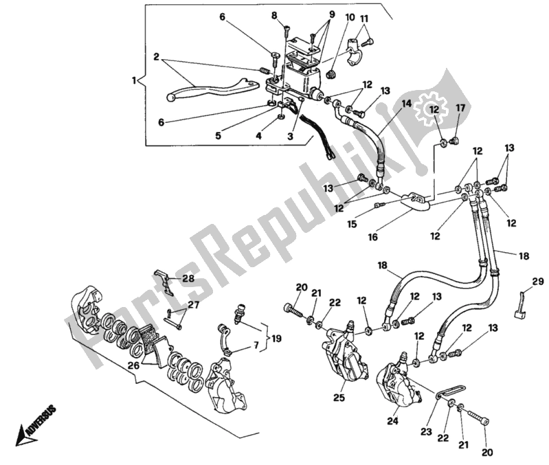 Tutte le parti per il Sistema Frenante Anteriore del Ducati Monster 900 1995