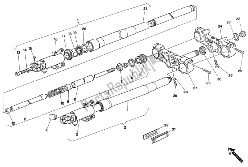 All parts for the Front Fork Showa Fm <009914 of the Ducati Monster 900 1995