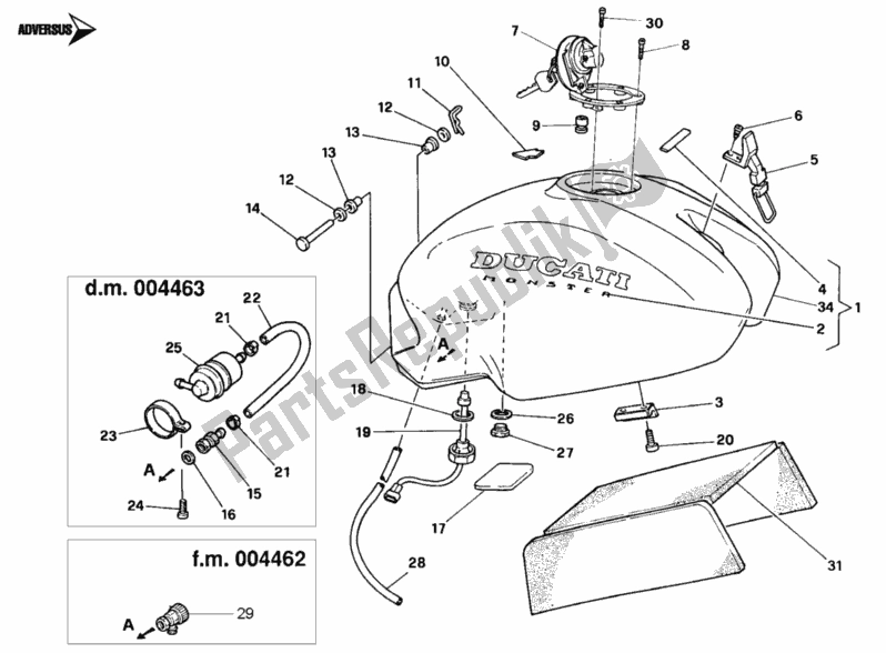 Todas las partes para Depósito De Combustible de Ducati Monster 900 1995