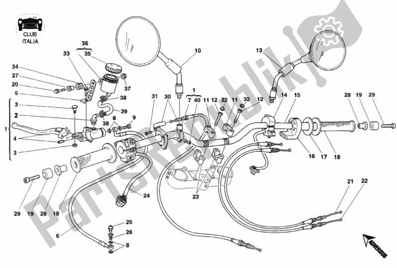 Tutte le parti per il Manubrio Club Italia del Ducati Monster 900 1995