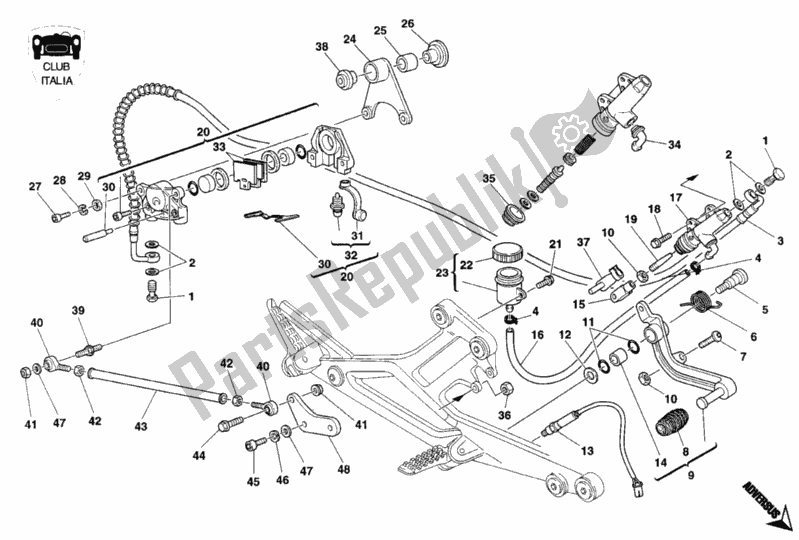 Todas las partes para Sistema De Frenos Traseros Club Italia de Ducati Monster 900 1995