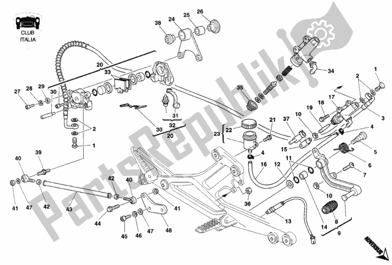 Alle onderdelen voor de Achterremsysteem Club Italia van de Ducati Monster 900 1996