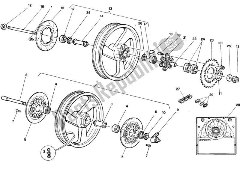 Tutte le parti per il Ruote Dm 009283> del Ducati Monster 900 1996