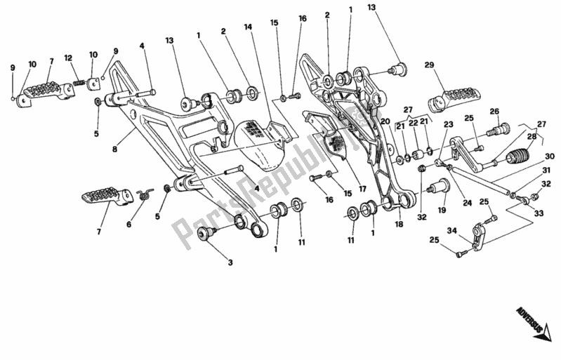 Todas las partes para Reposapiés de Ducati Monster 900 1997