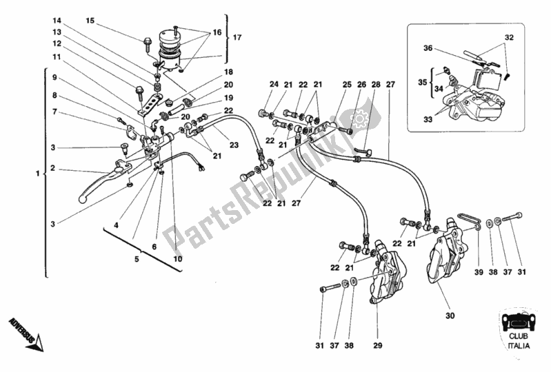 Todas as partes de Sistema De Freio Dianteiro Clube Italia do Ducati Monster 900 1997