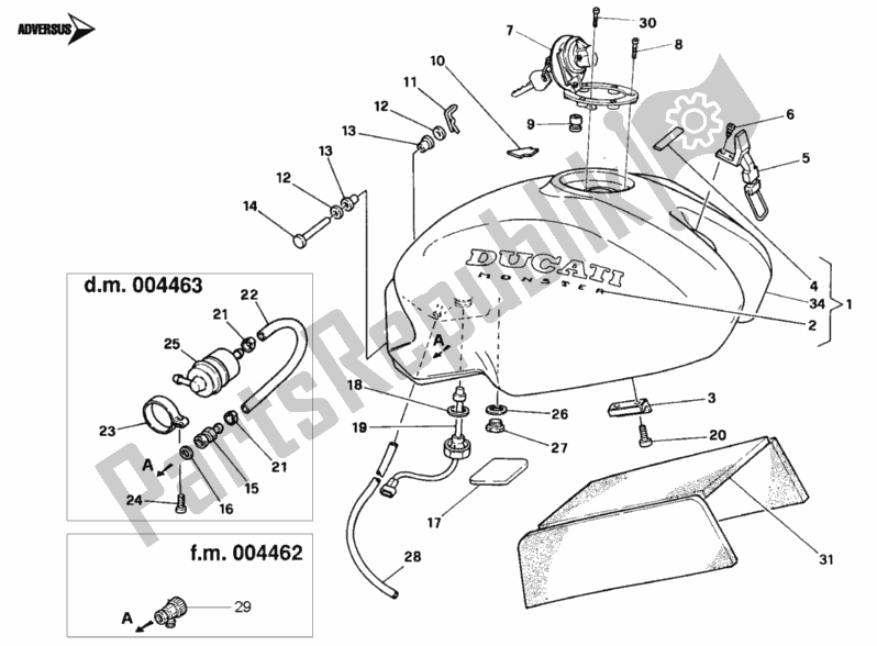 Tutte le parti per il Serbatoio Di Carburante del Ducati Monster 900 1997