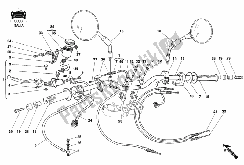 Alle onderdelen voor de Stuur Club Italia van de Ducati Monster 900 1997