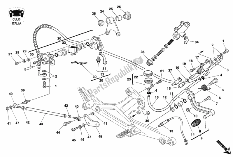 Alle onderdelen voor de Achterremsysteem Club Italia van de Ducati Monster 900 1997