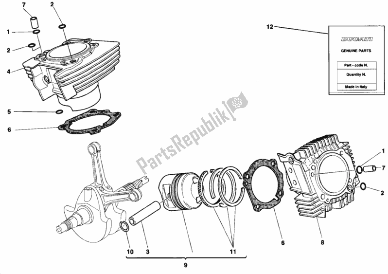 Tutte le parti per il Cilindro - Pistone del Ducati Monster 900 1998