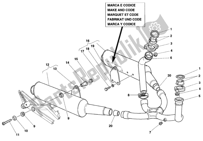 Todas las partes para Sistema De Escape de Ducati Monster 900 1998