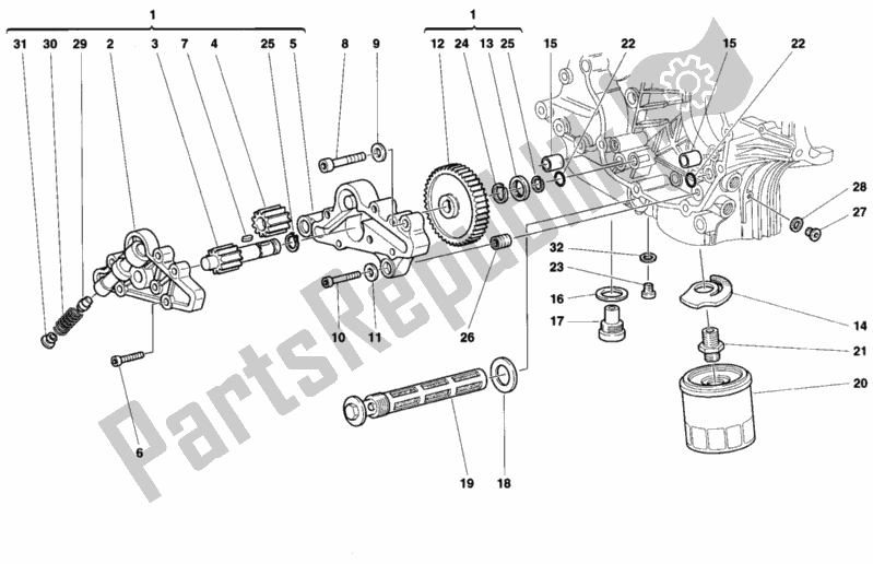 All parts for the Oil Pump - Filter of the Ducati Monster 900 1998