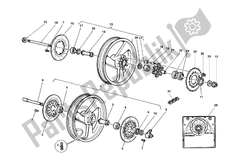 Todas as partes de Rodas do Ducati Monster 900 1998