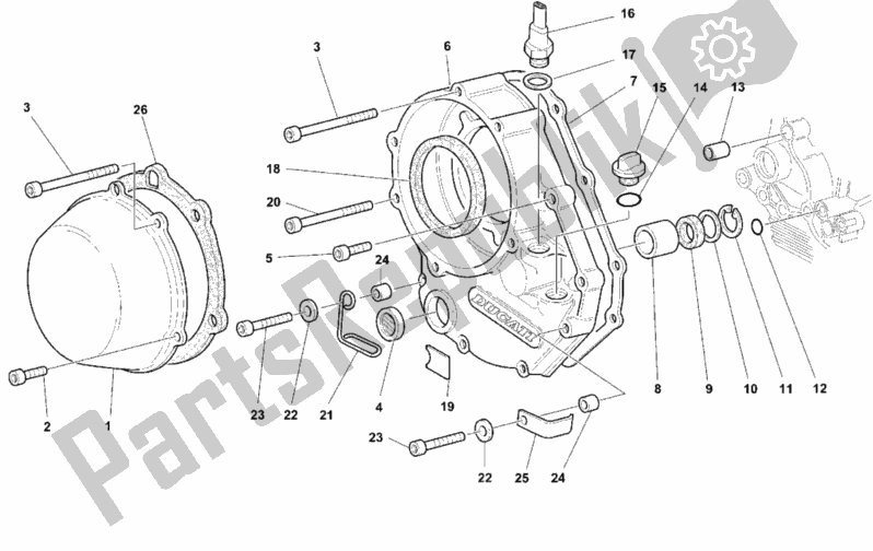 Alle onderdelen voor de Koppelingsdeksel van de Ducati Monster 900 1999